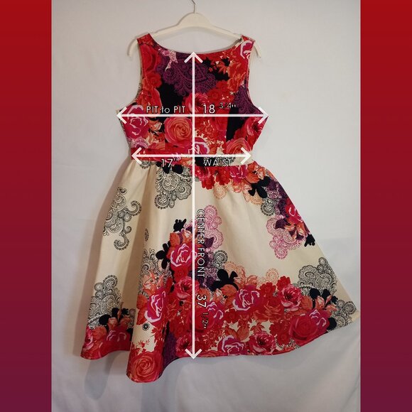 1950s Swing Floral Paisley Sleeveless A-Line Dress Size Large - Picture 6 of 6
